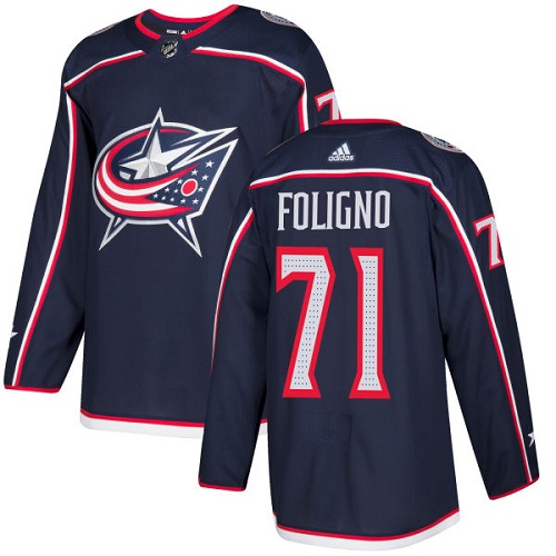 Adidas Blue Jackets #71 Nick Foligno Navy Blue Home Authentic Stitched Youth NHL Jersey